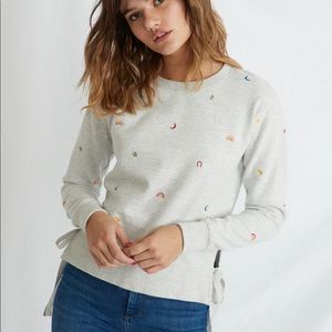 Marine Layer Embroidered Lucky Charm Nora Pullover Sweatshirt tie waist